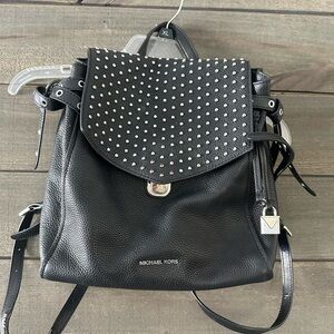 Michael Kors Black Studded Leather Backpack